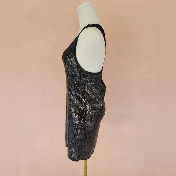 Bebe Black Sequins Minidress Y2K - Picture 3 of 11